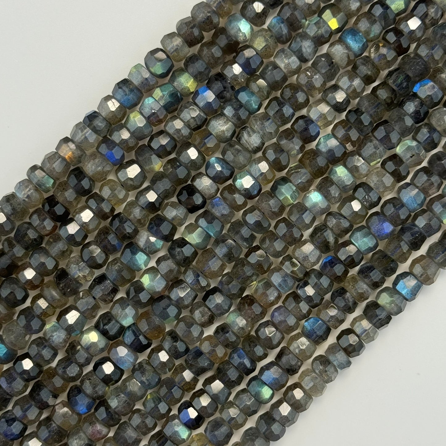 Labradorite Single Cut Faceted Rondelle Beads ( AA Quality) image 0