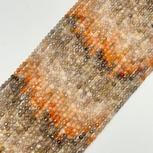 Multicolor Moonstone Sunstone Faceted Round Beads - (AA Quality)