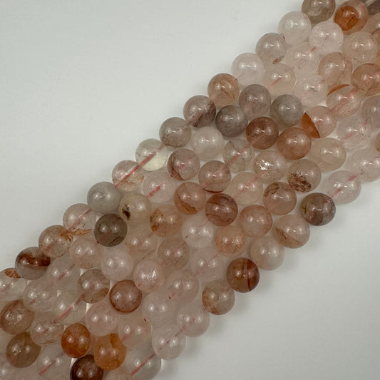 Orange Phantom Quartz Polished Round Beads