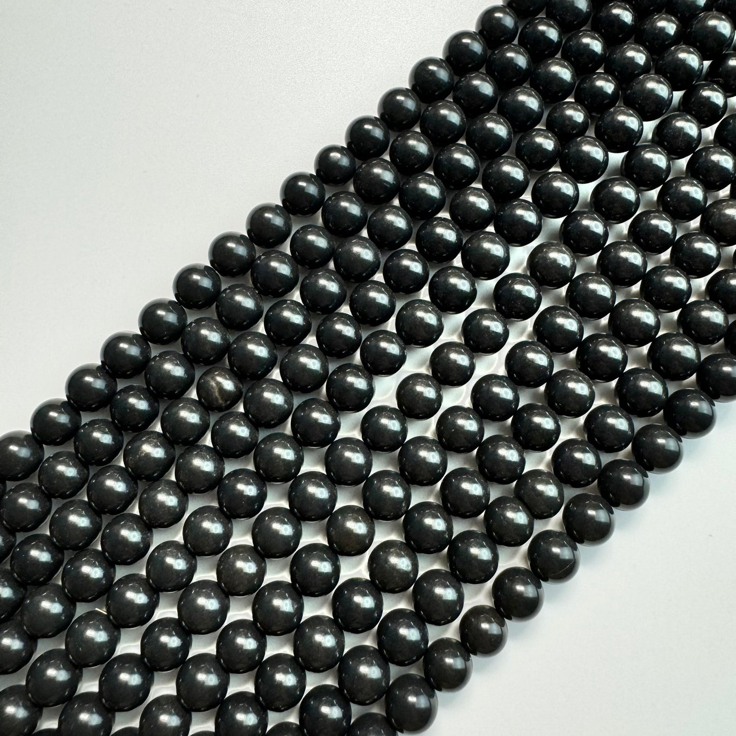 Black Mica Polished Round Beads image 6