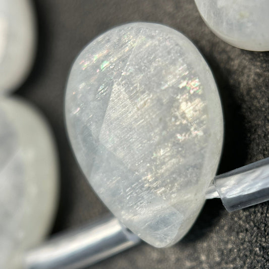 Moonstone Rainbow Faceted Pear Shape Beads - (AA Quality)