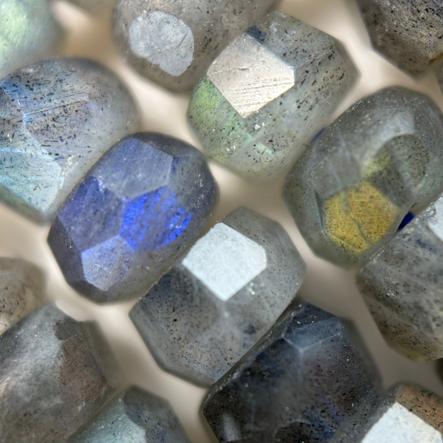 Labradorite Single Cut Faceted Rondelle Beads (High Quality) image 1