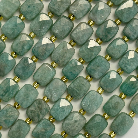 Amazonite Rectangular Faceted Cushion Cut Gemstone Beads - (AA Quality)