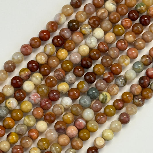 Red Petrified Wood Polished Round Beads