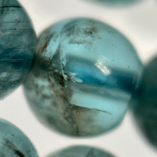 Blue Apatite Round Beads With Polished Finish - (A Quality)