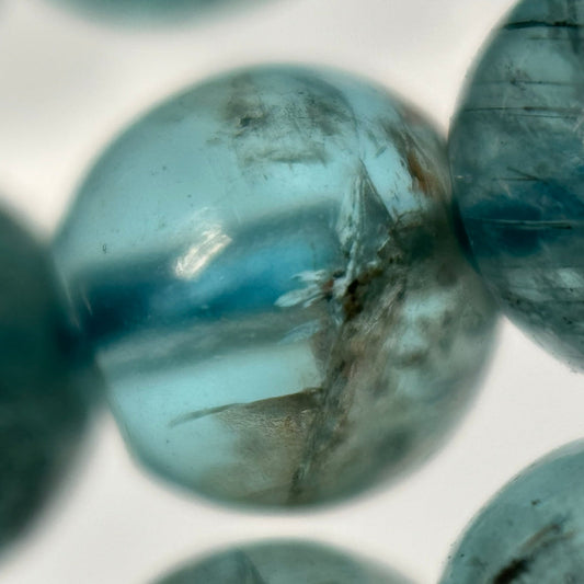 Blue Apatite Round Beads With Polished Finish - (A Quality)