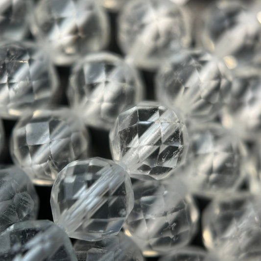 White Topaz Faceted Round Beads
