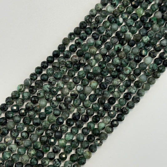 Emerald Faceted Precious Stone Beads - Round Shape (B Quality)