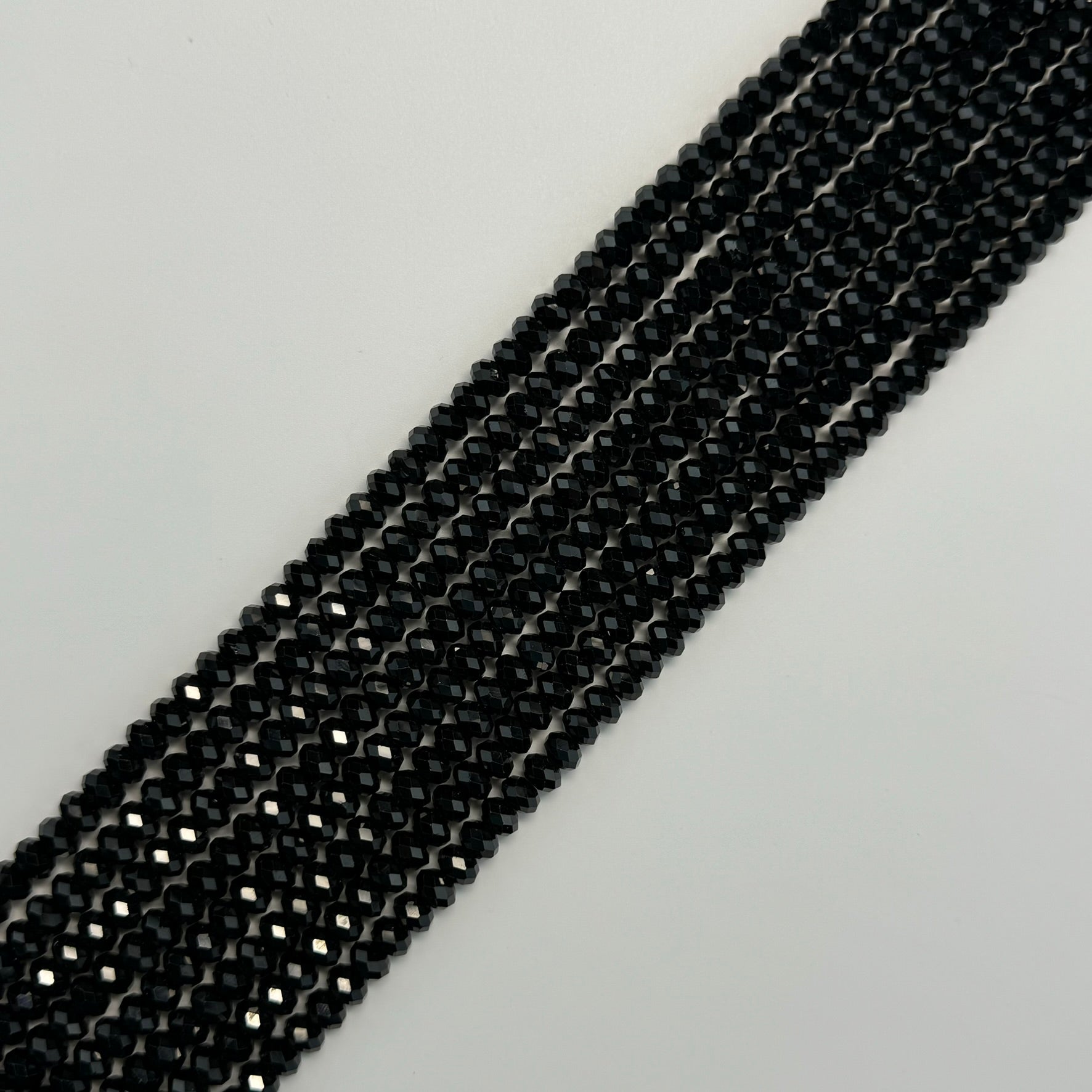 Black Spinel Faceted Rondelle Beads image 5