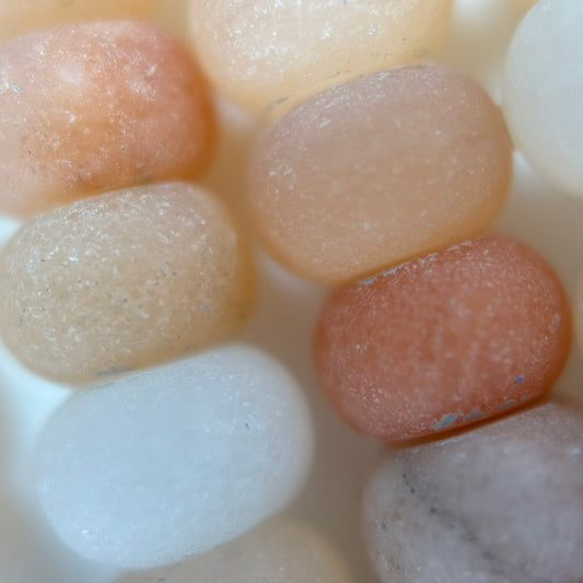 Peach Aventurine Quartz Frosted Rondelle Beads