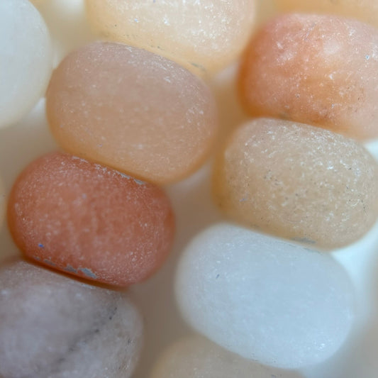 Peach Aventurine Quartz Frosted Rondelle Beads