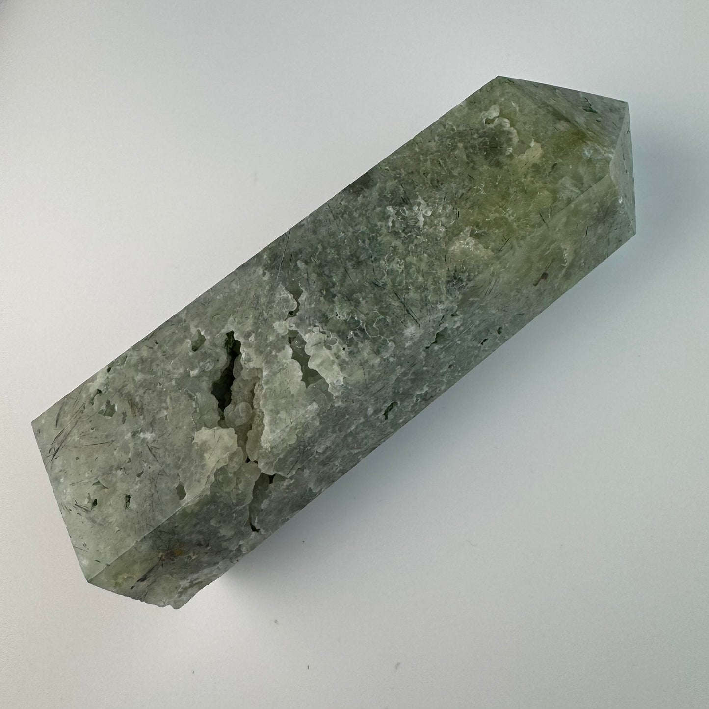 Prehnite Tower with Druzy and Epidote image 5