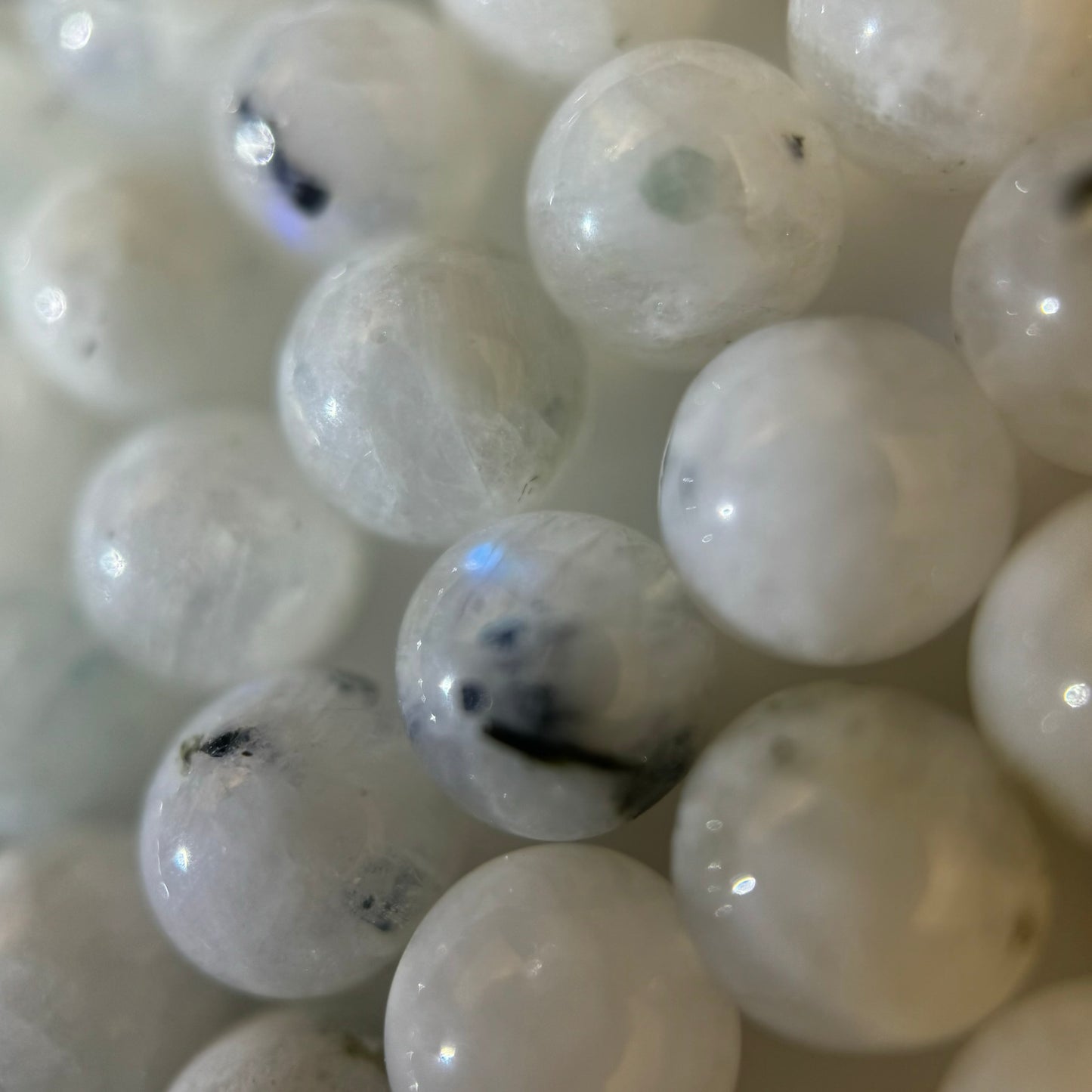 Rainbow Moonstone with Inclusions Polished Round Beads image 4