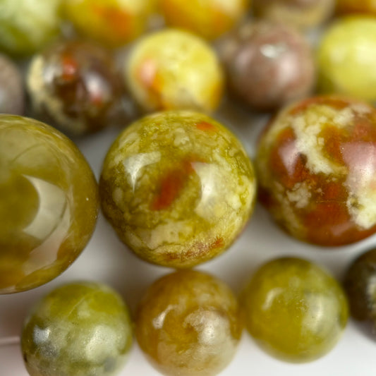 Sonora Sunset Serpentine Polished Round Beads