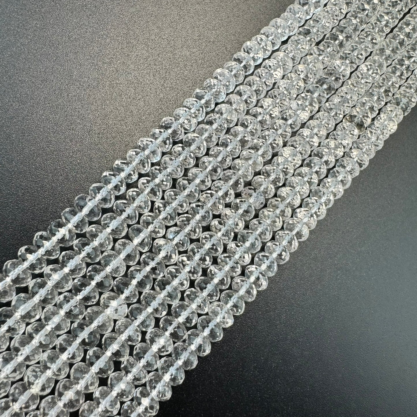 Faceted Clear Quartz Rondelle Beads image 0