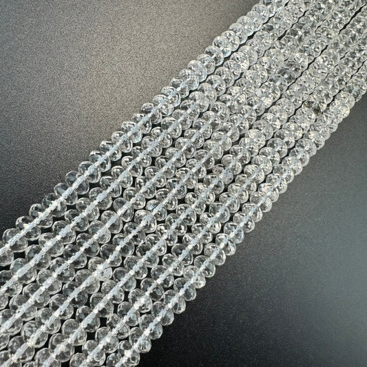 Faceted Clear Quartz Rondelle Beads image 0