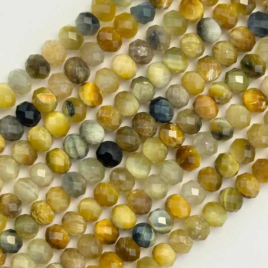 Golden Faceted Tiger's Eye Rondelle Beads (4x3mm) image 0