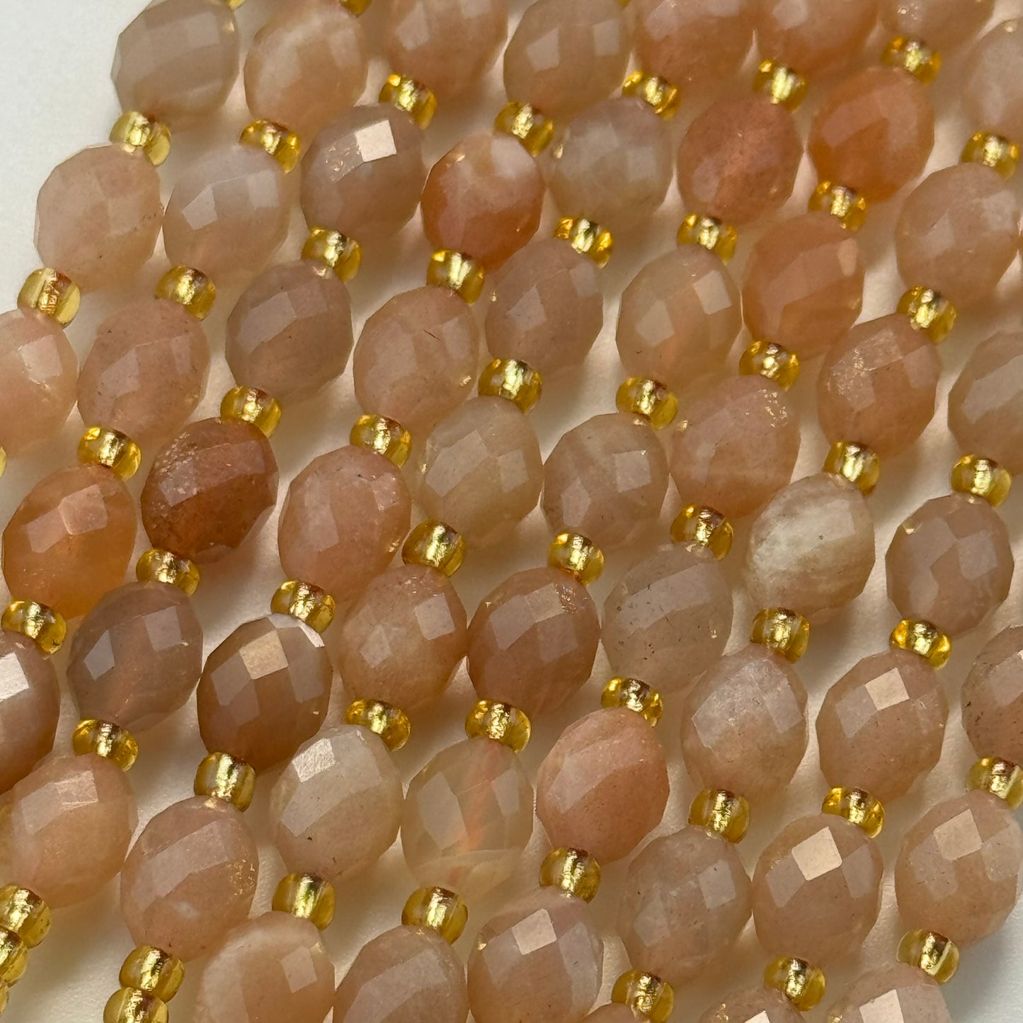 Moonstone Sunstone Faceted Barrel 8×6 mm Beads image 5