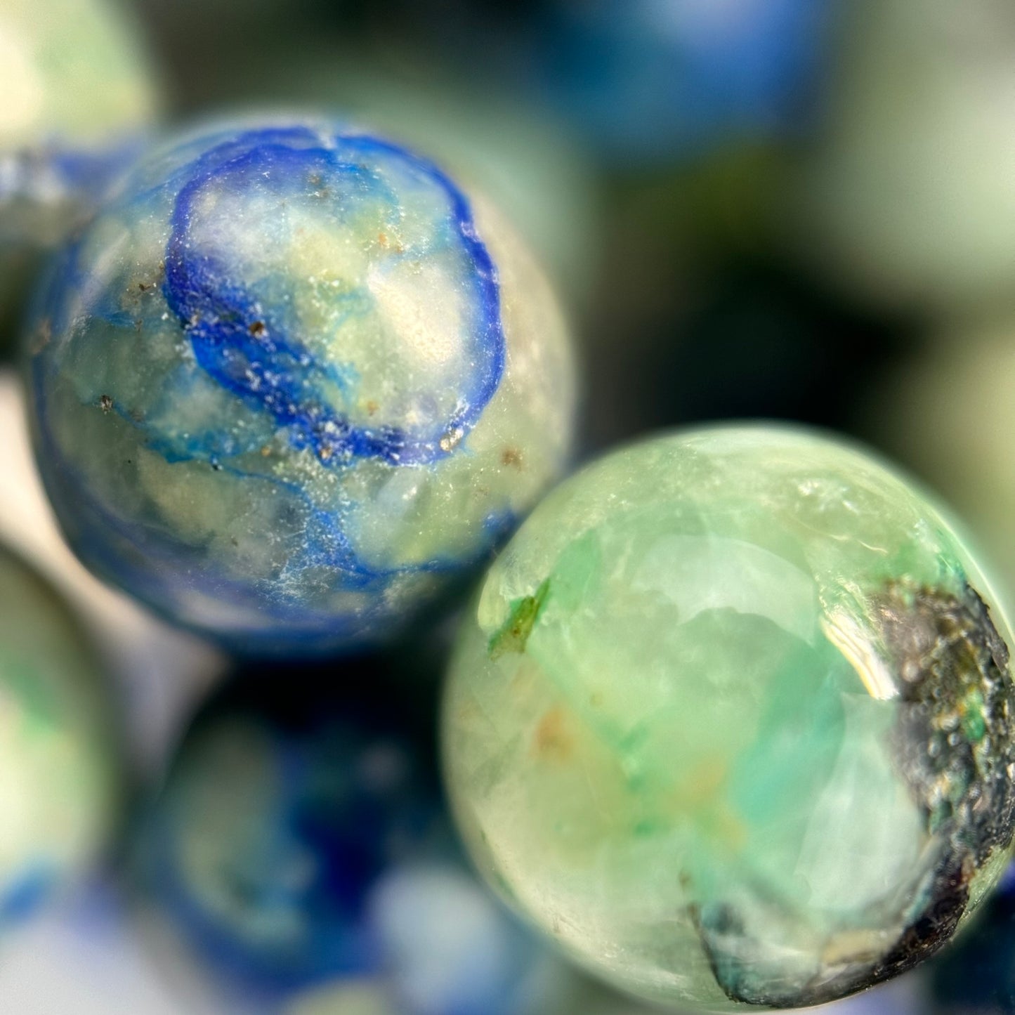 Bluish Azurite and Chrysocolla Polished Round Beads image 7