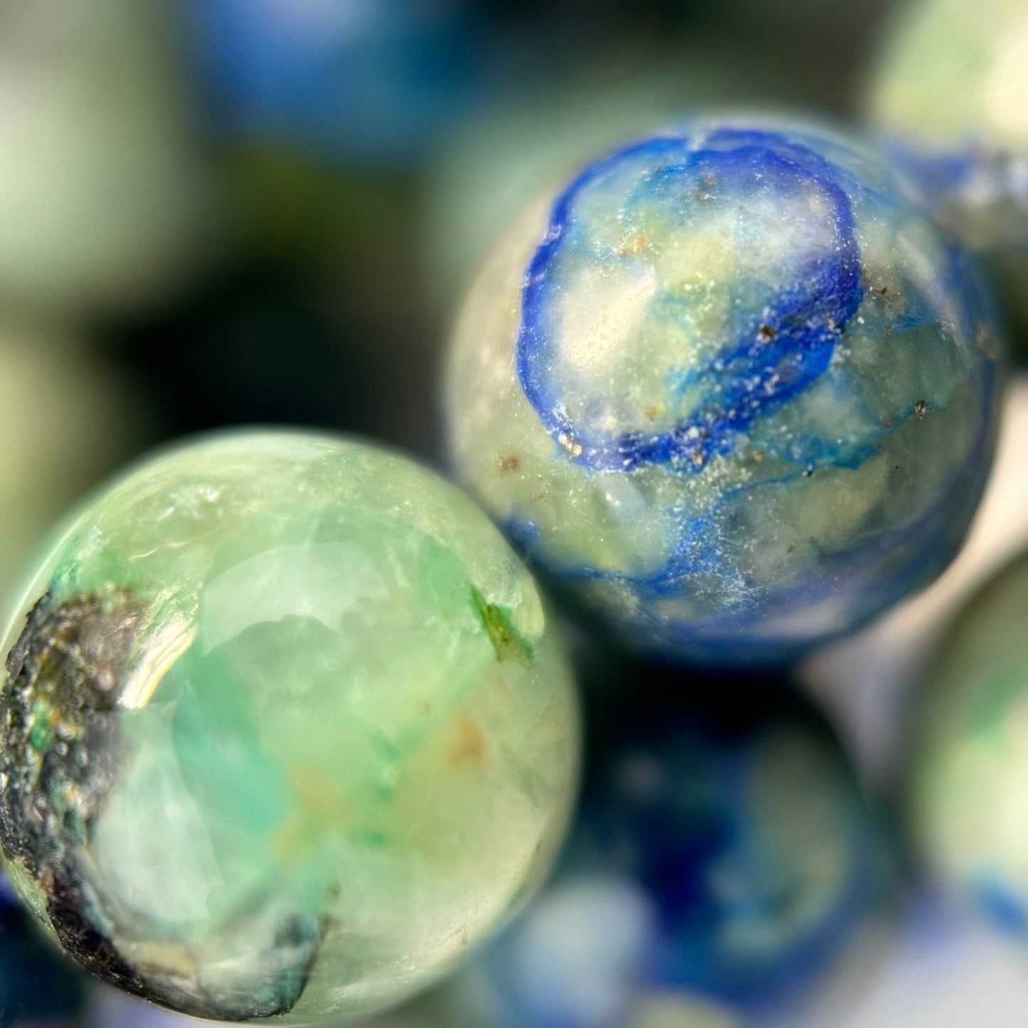 Bluish Azurite and Chrysocolla Polished Round Beads image 7
