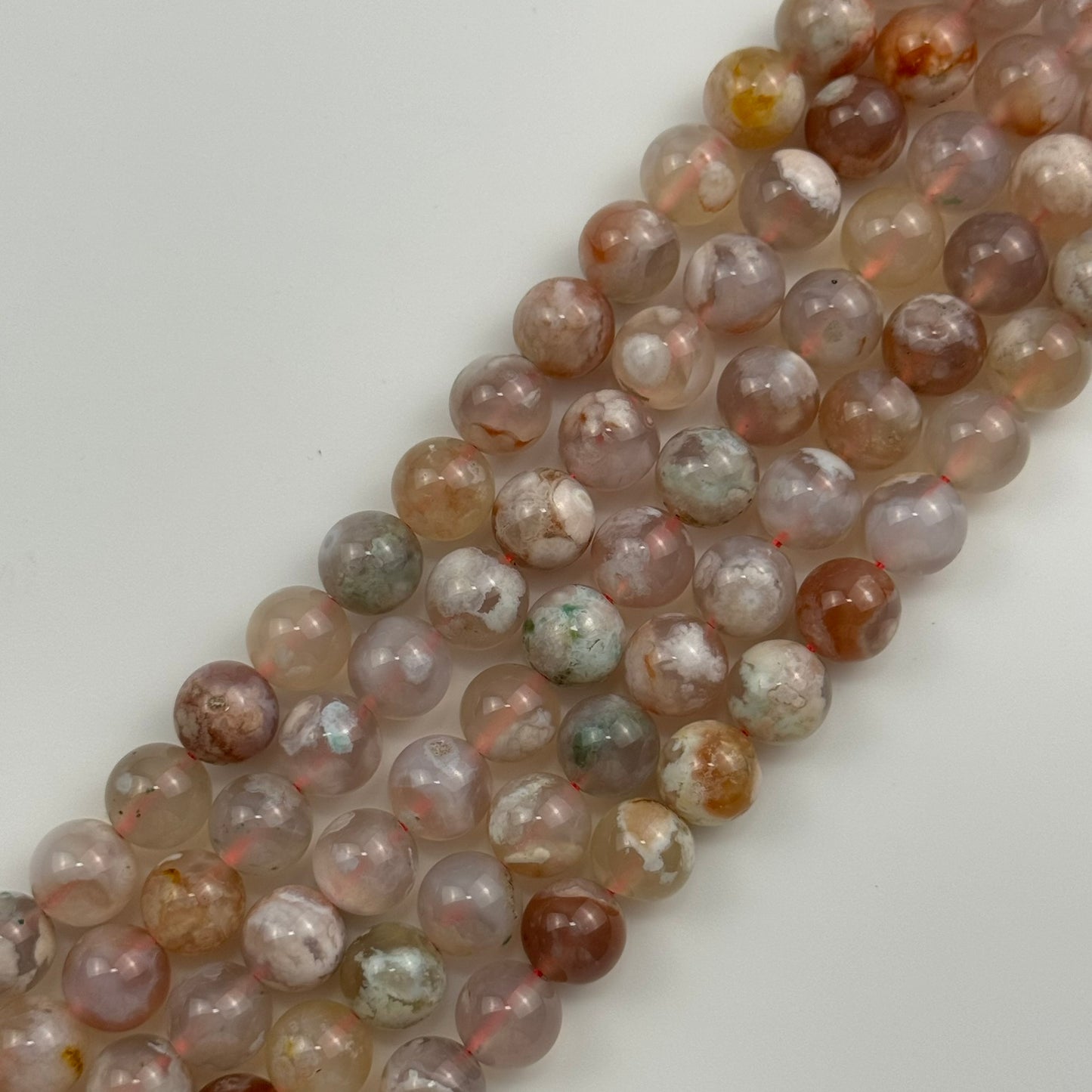 Green Sakura Agate Polished Round Beads image 6