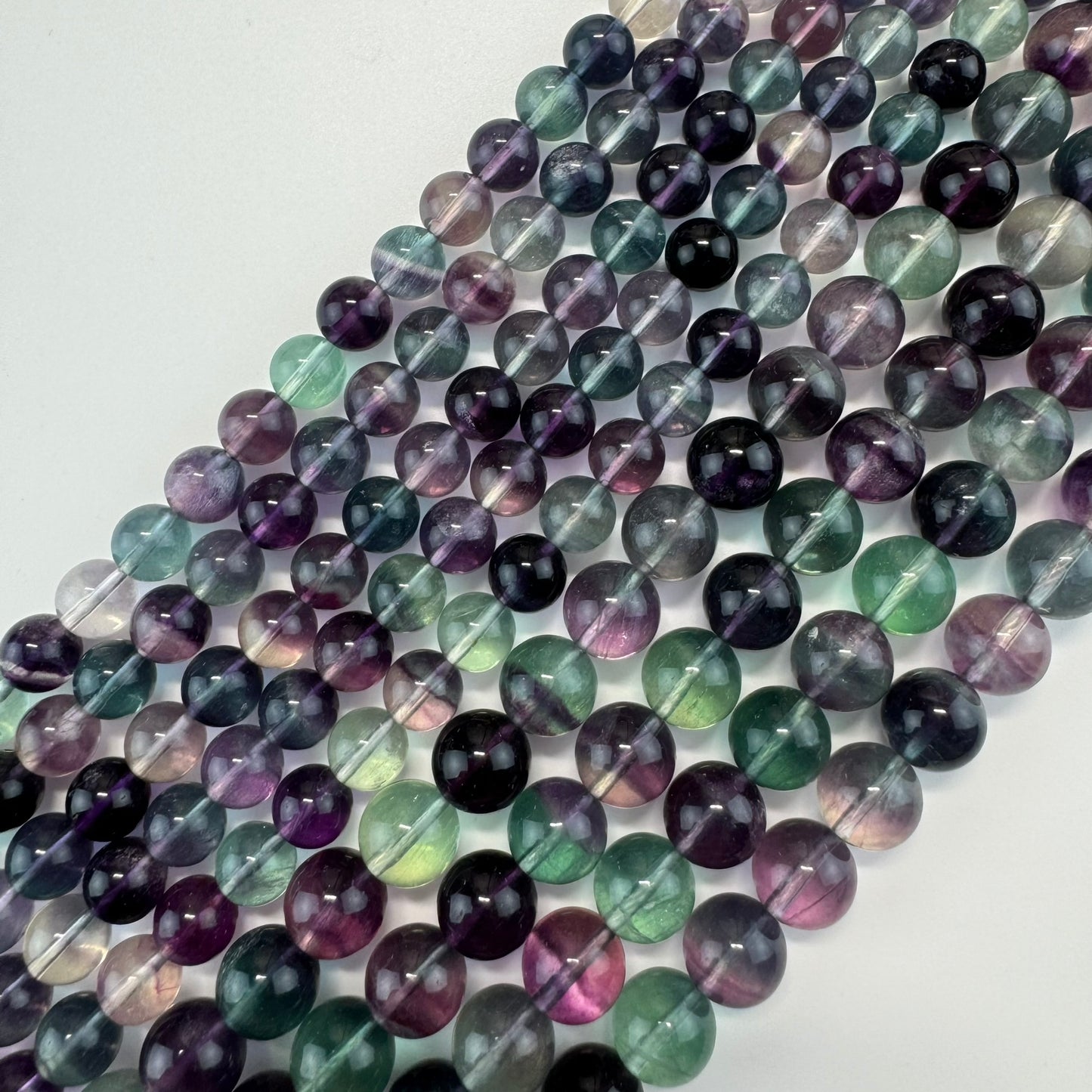 Rainbow Fluorite AA Polished Round Beads image 3