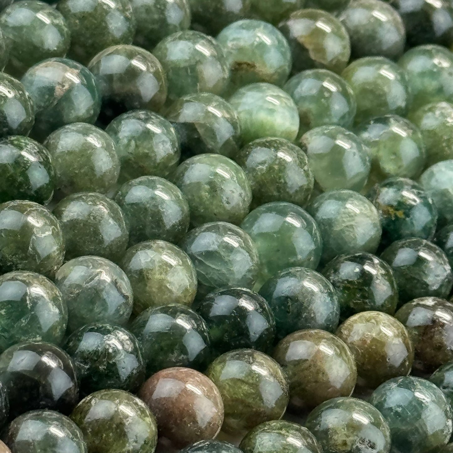 Cat's Eye Green Apatite Polished Round Beads image 2