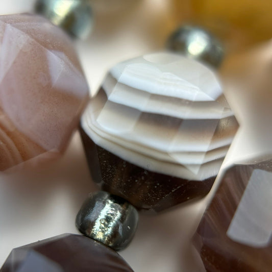 Botswana Agate Dodecahedron Beads