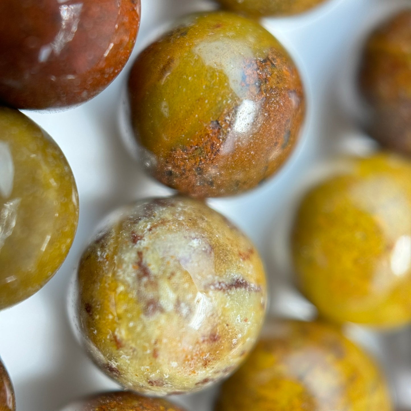 Mustard Fancy Agate Polished Round Beads image 5
