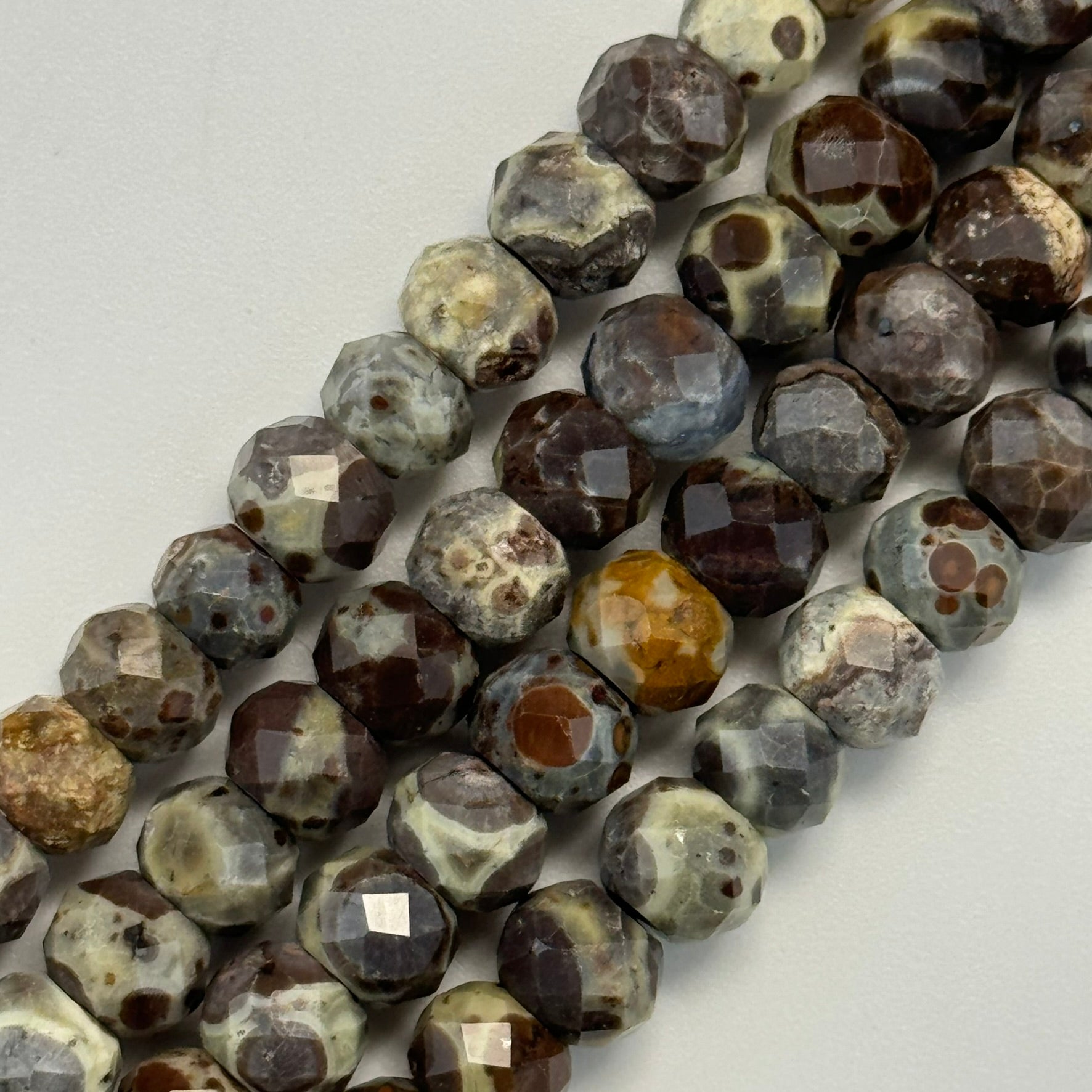 Ocean Fossil Jasper Faceted Rondelle Beads image 3
