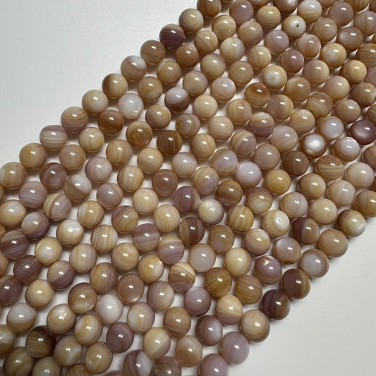 Hot Pink Shell Mother Of Pearl Polished Round Beads