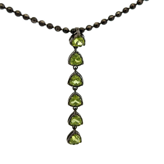 Peridot Pendant and Earrings - Sterling Silver, Black Rhodium