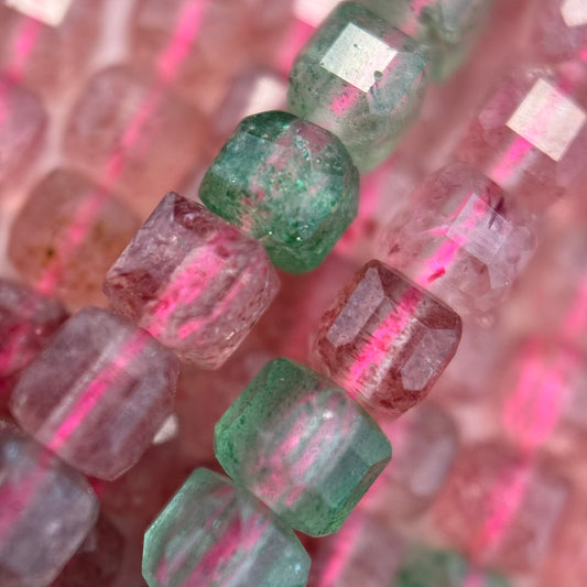 Multicolor Strawberry Quartz Square Beads