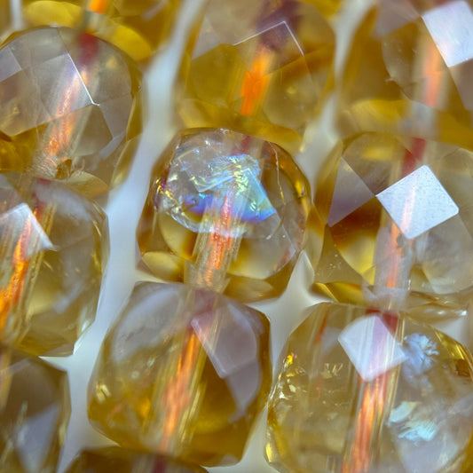 Citrine Beads - Square Heated