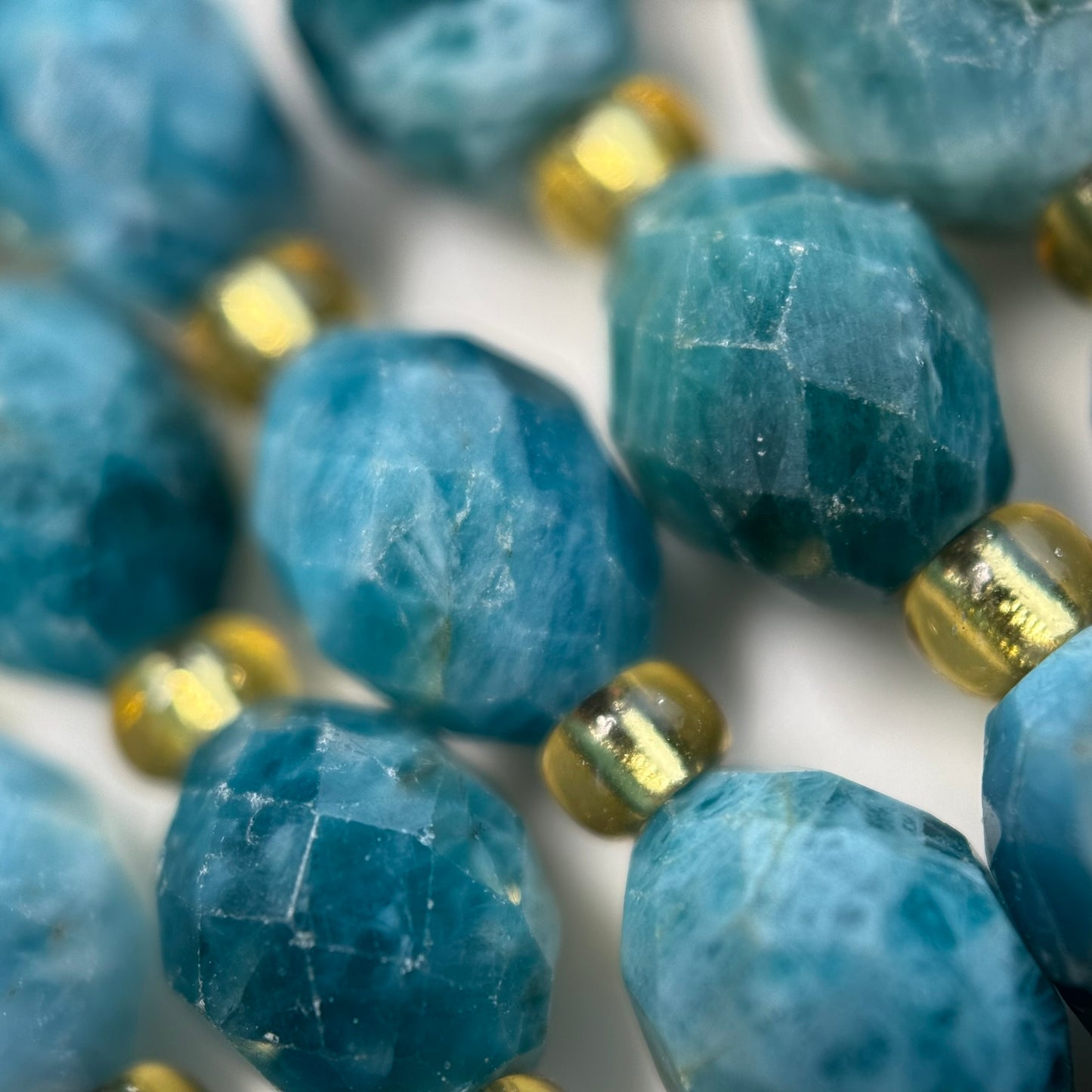 Blue Apatite Faceted Barrel 8 Beads image 6