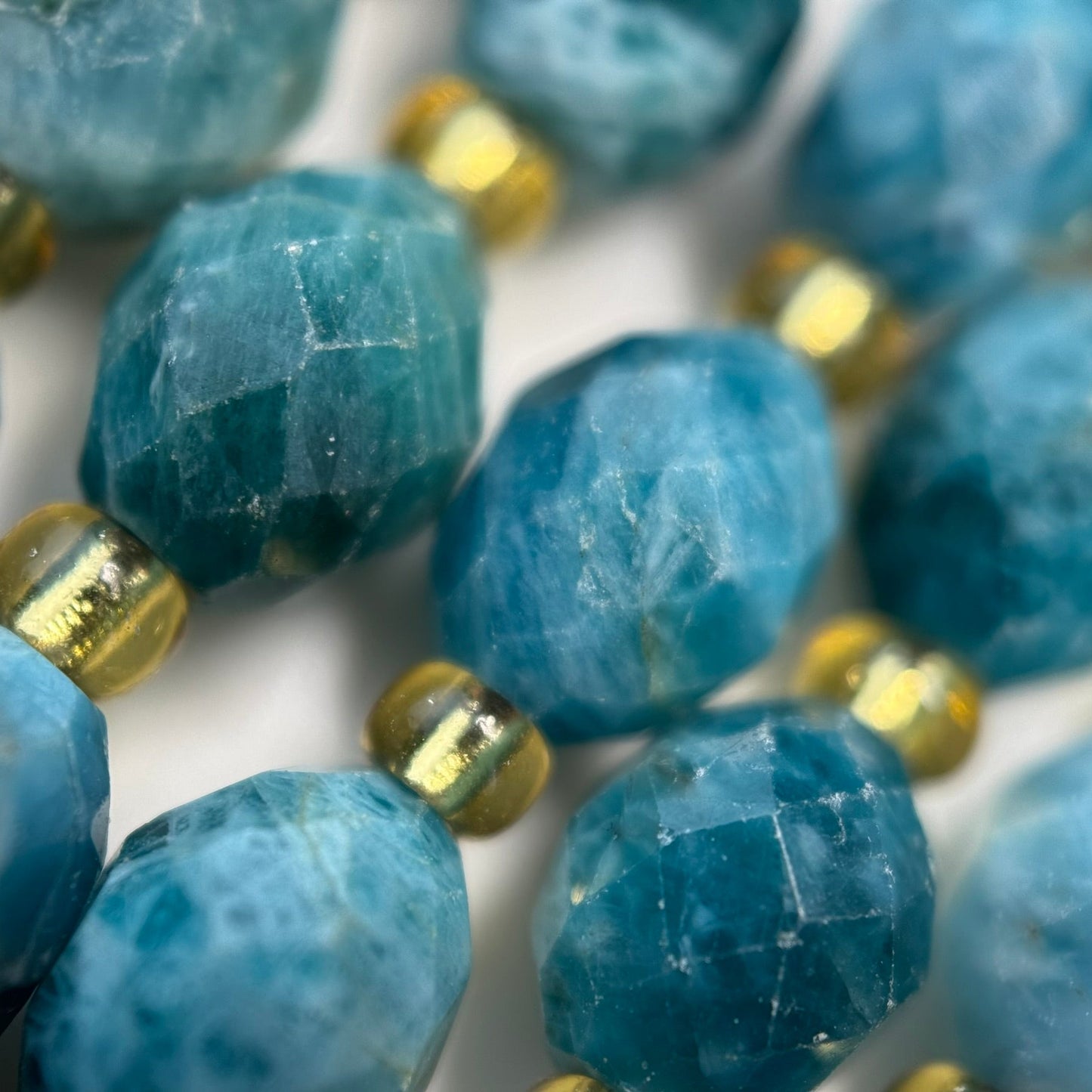 Blue Apatite Faceted Barrel 8 Beads image 6