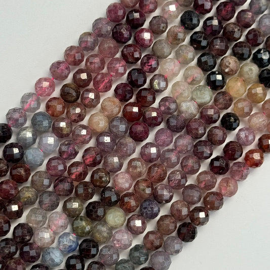 Red Spinel Faceted Round Beads - (AA Quality)