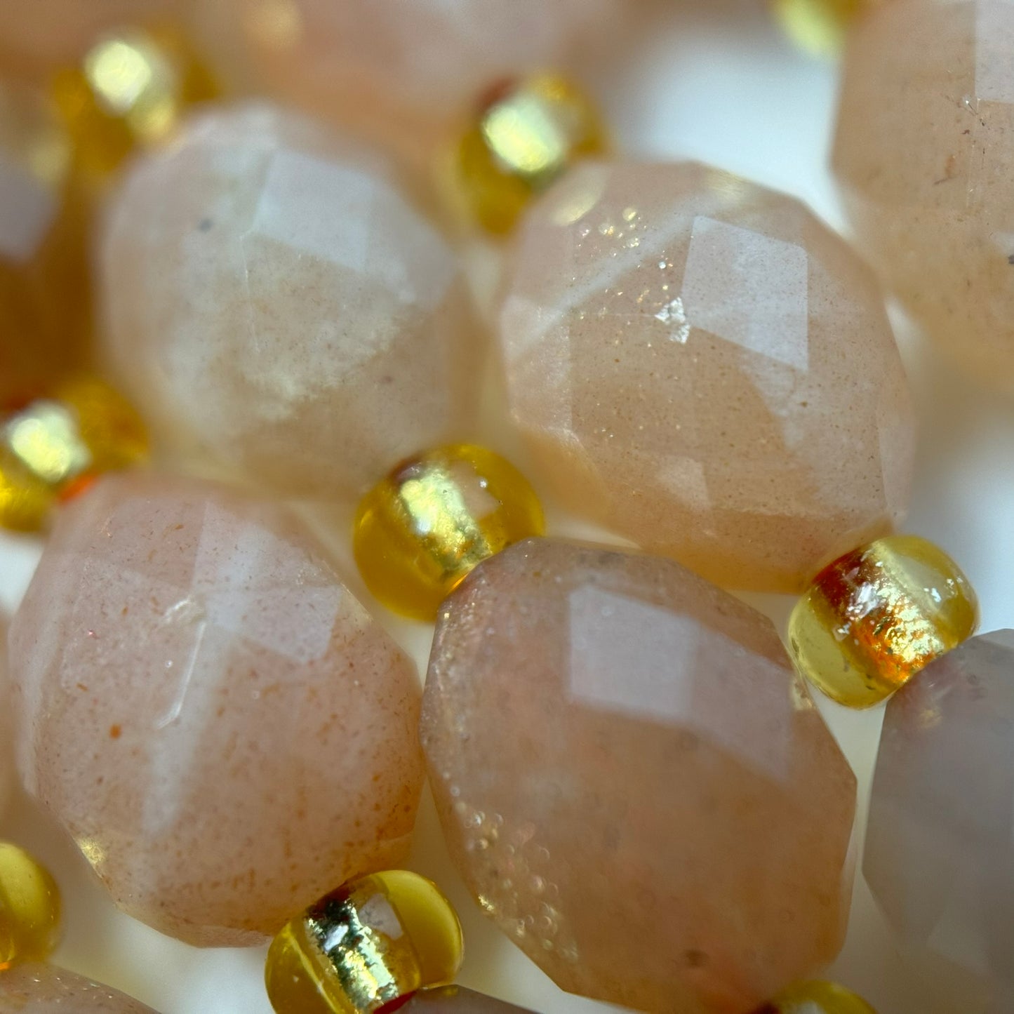 Moonstone Sunstone Faceted Barrel 8×6 mm Beads image 1