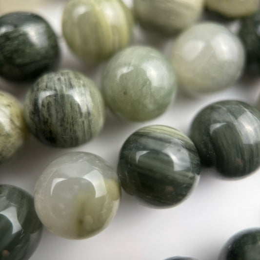 Green Tornado Quartz Polished Round Beads