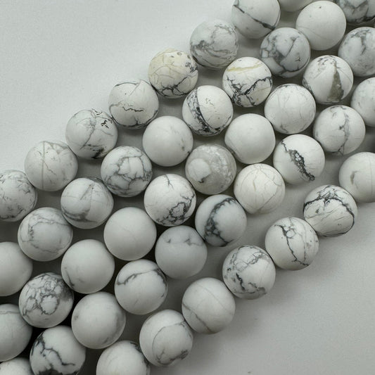 Howlite Frosted Finish Round Shape Gemstone Beads (A Quality)