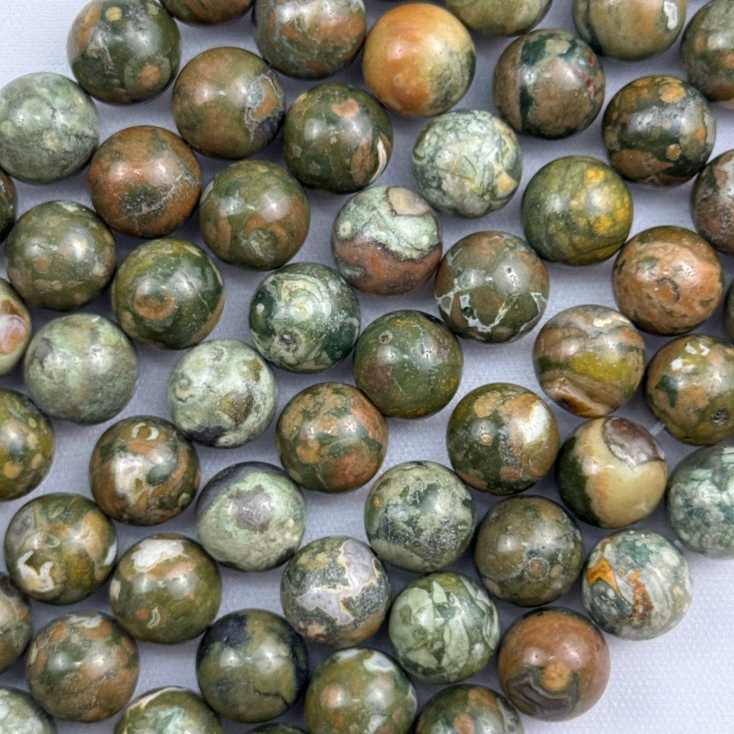 Green Rainforest Jasper Polished Round Beads image 3