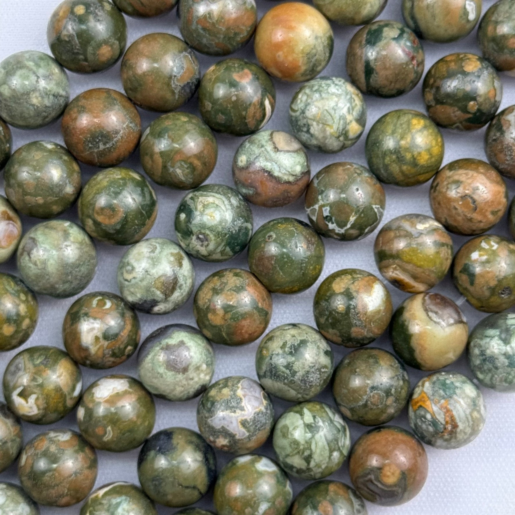 Green Rainforest Jasper Polished Round Beads image 3