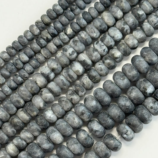 Larvikite Frosted 6-10mm Rondelle Beads