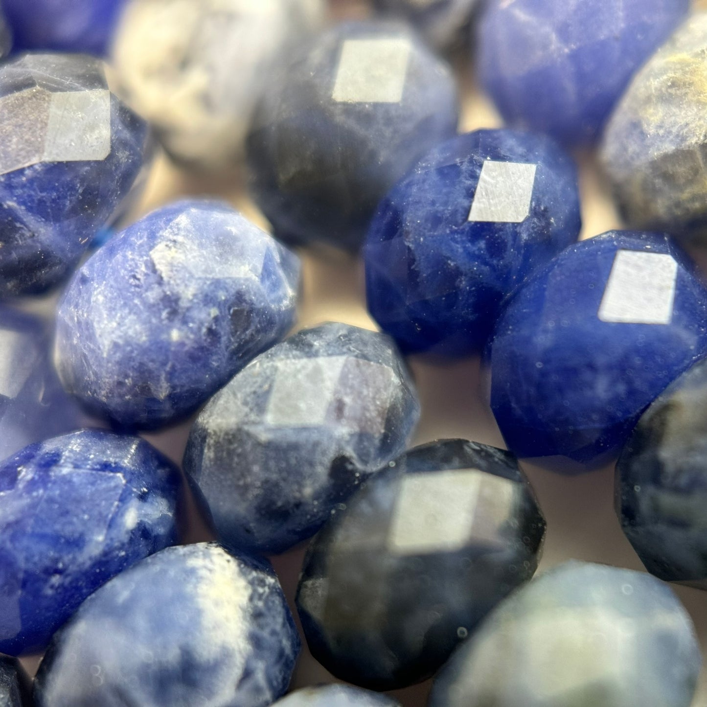 Faceted Sodalite Rondelle Beads (6x4mm) image 1