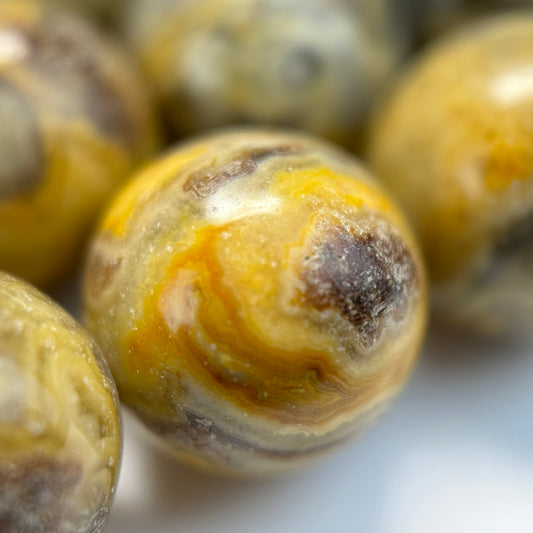 Golden Crazy Lace Agate Beaded Gemstone - Polished Finish - Round Shape