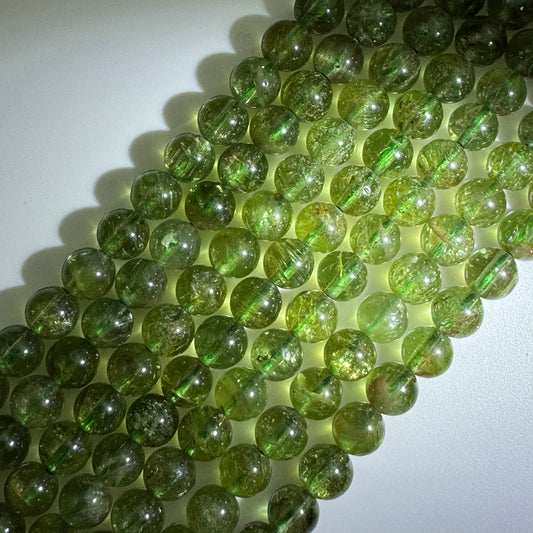 Green Apatite Polished Round Beads