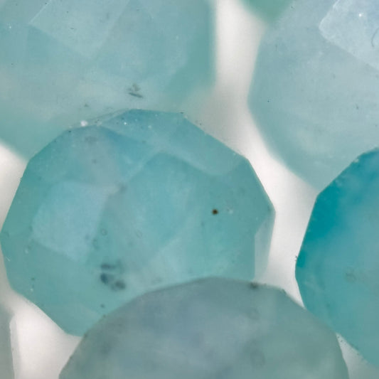 Faceted Aquaprase Rondelle Beads