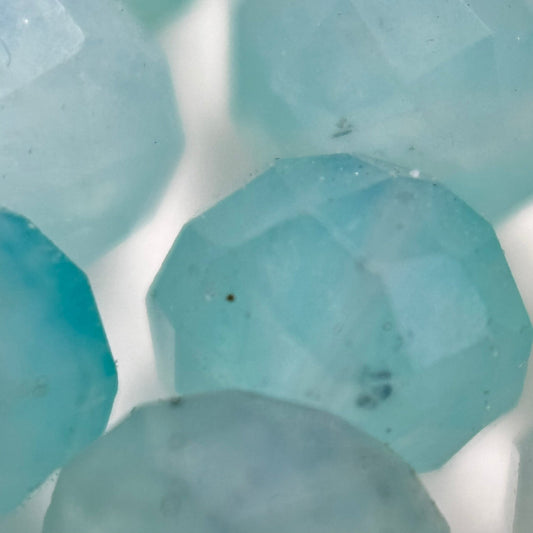 Faceted Aquaprase Rondelle Beads