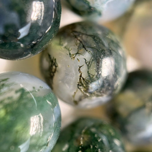 Moss Agate Beads - Polished Round - (AAA Quality)