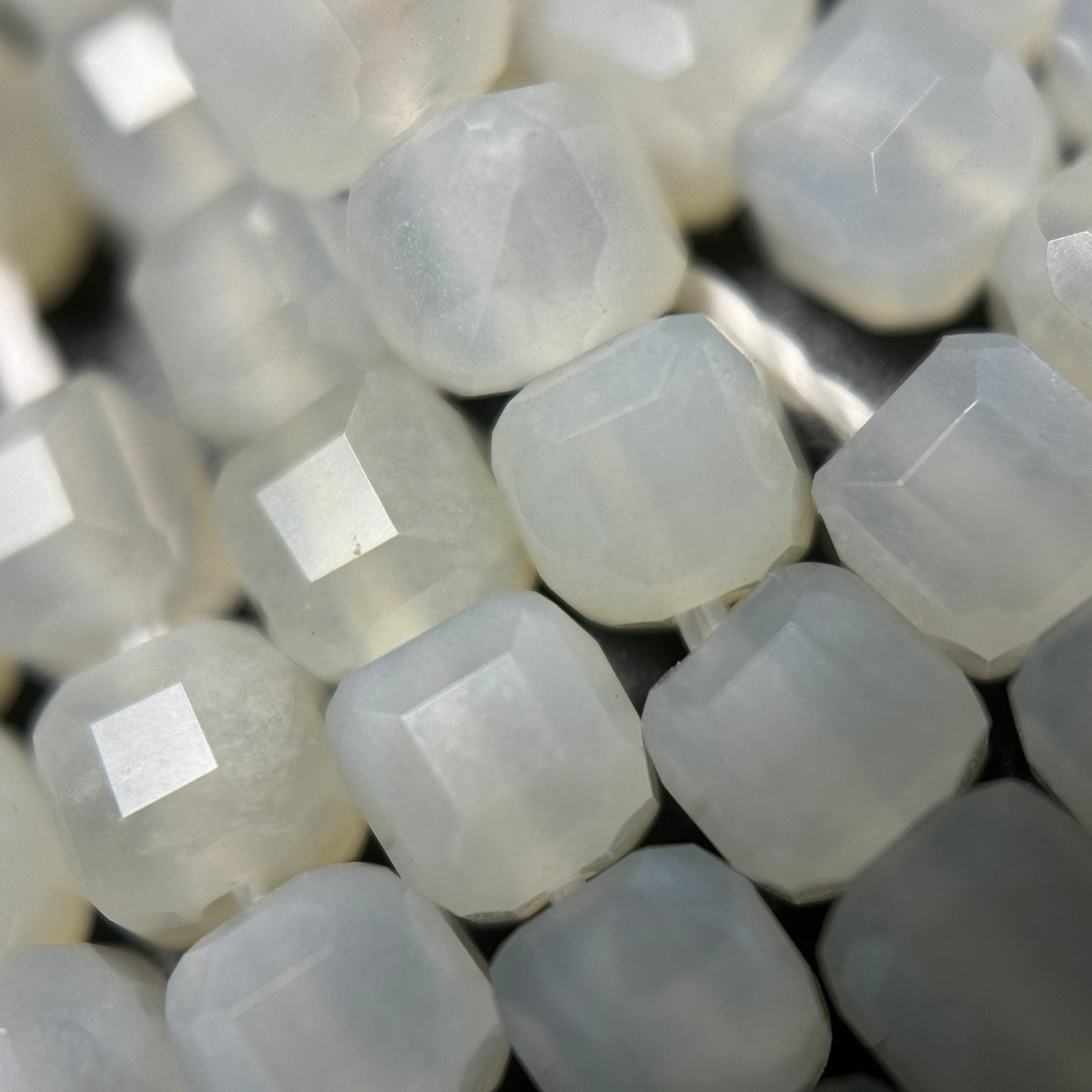 White Moonstone Square Beads image 3